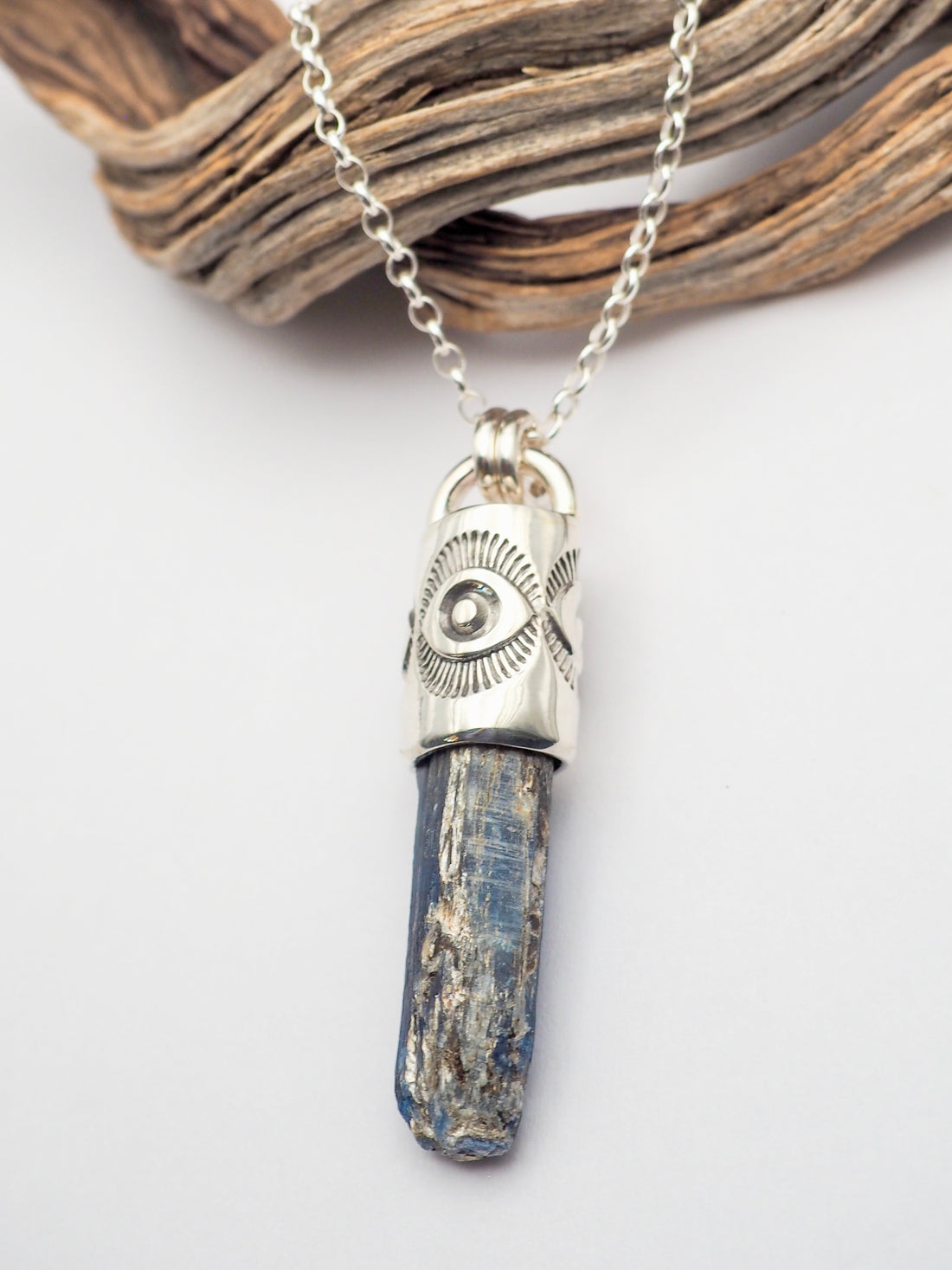 Blue Kyanite Eye Talisman Necklace