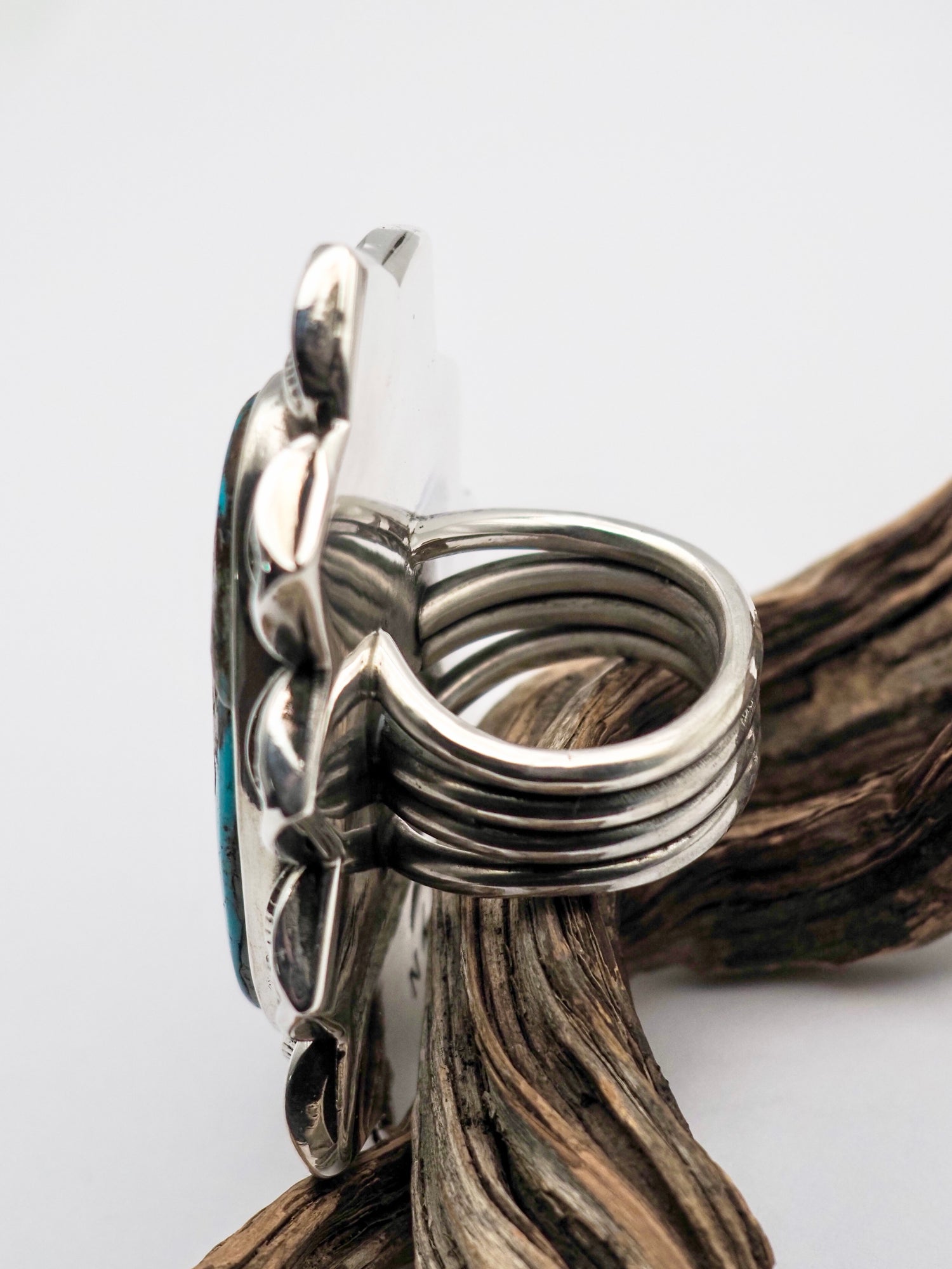 Easter Blue Turquoise Arroyo Hand Stamped Border Ring size 8