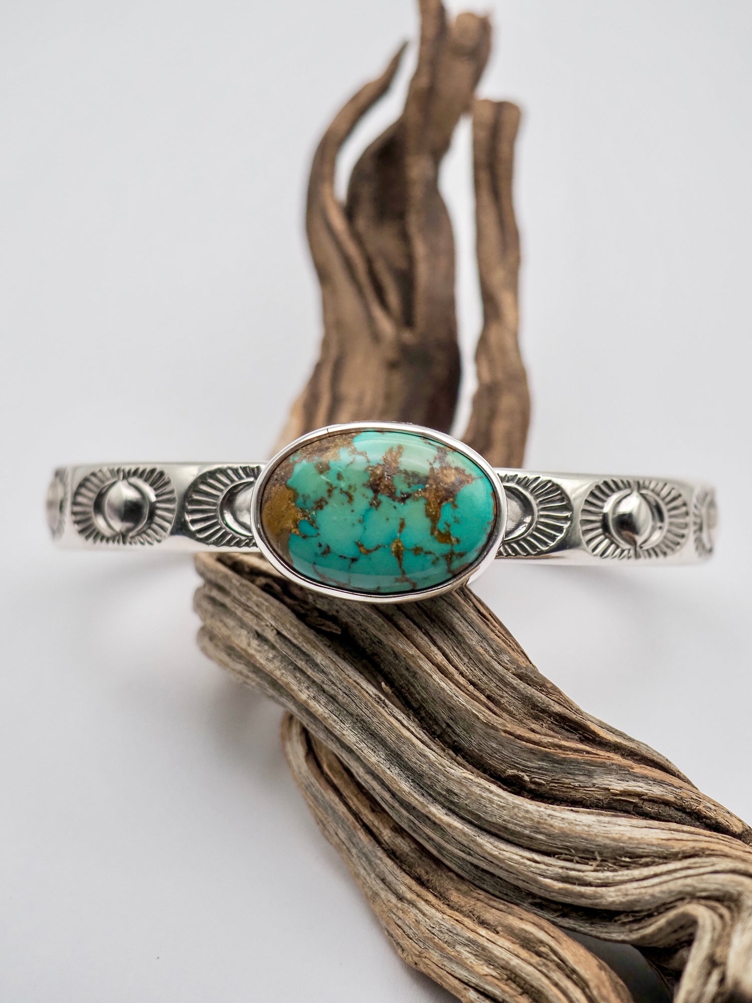 Montezuma Royston Turquoise Eye II Heavyweight Stacker Cuff S/M