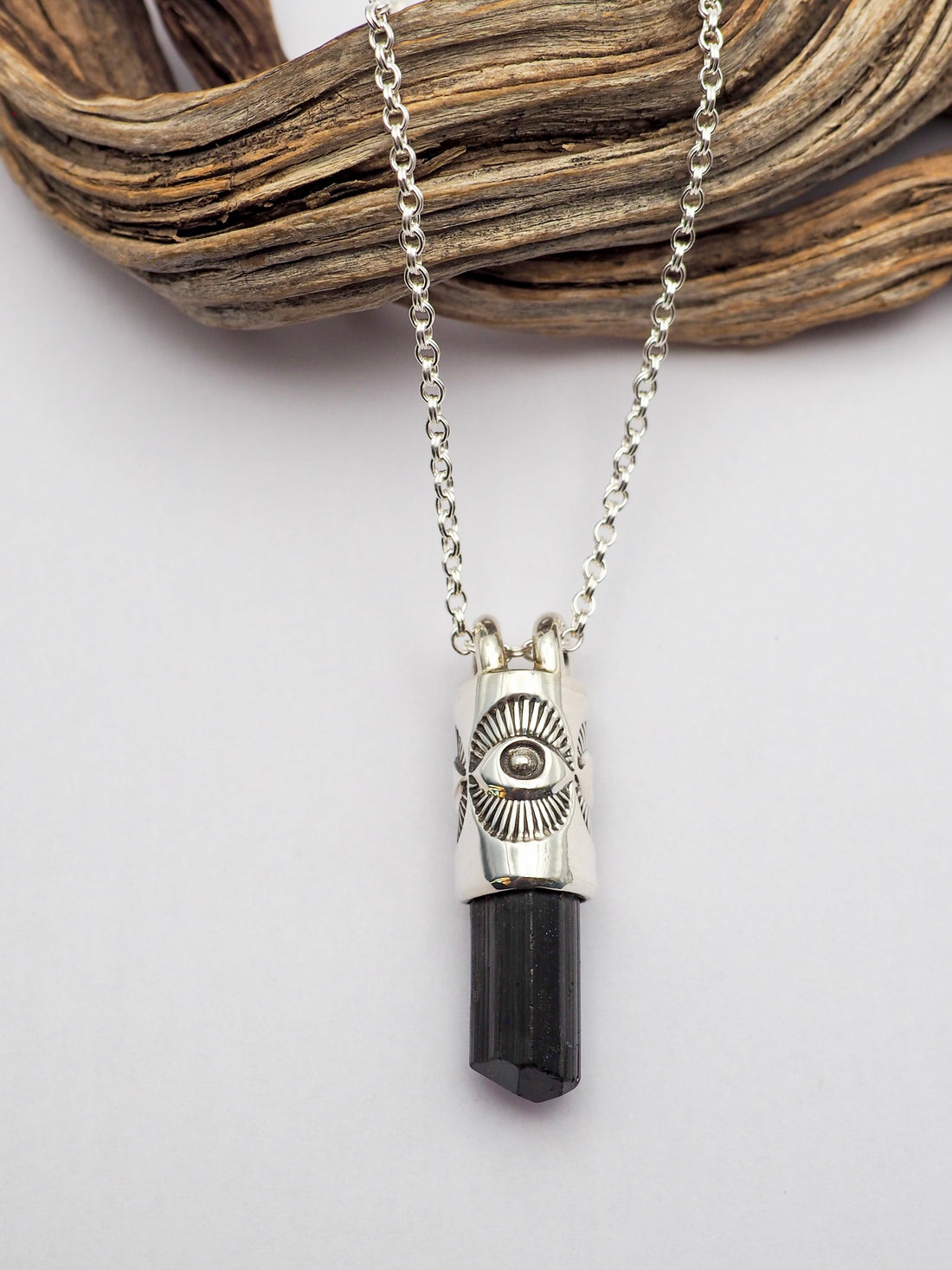 Black Tourmaline Eye Talisman Necklace