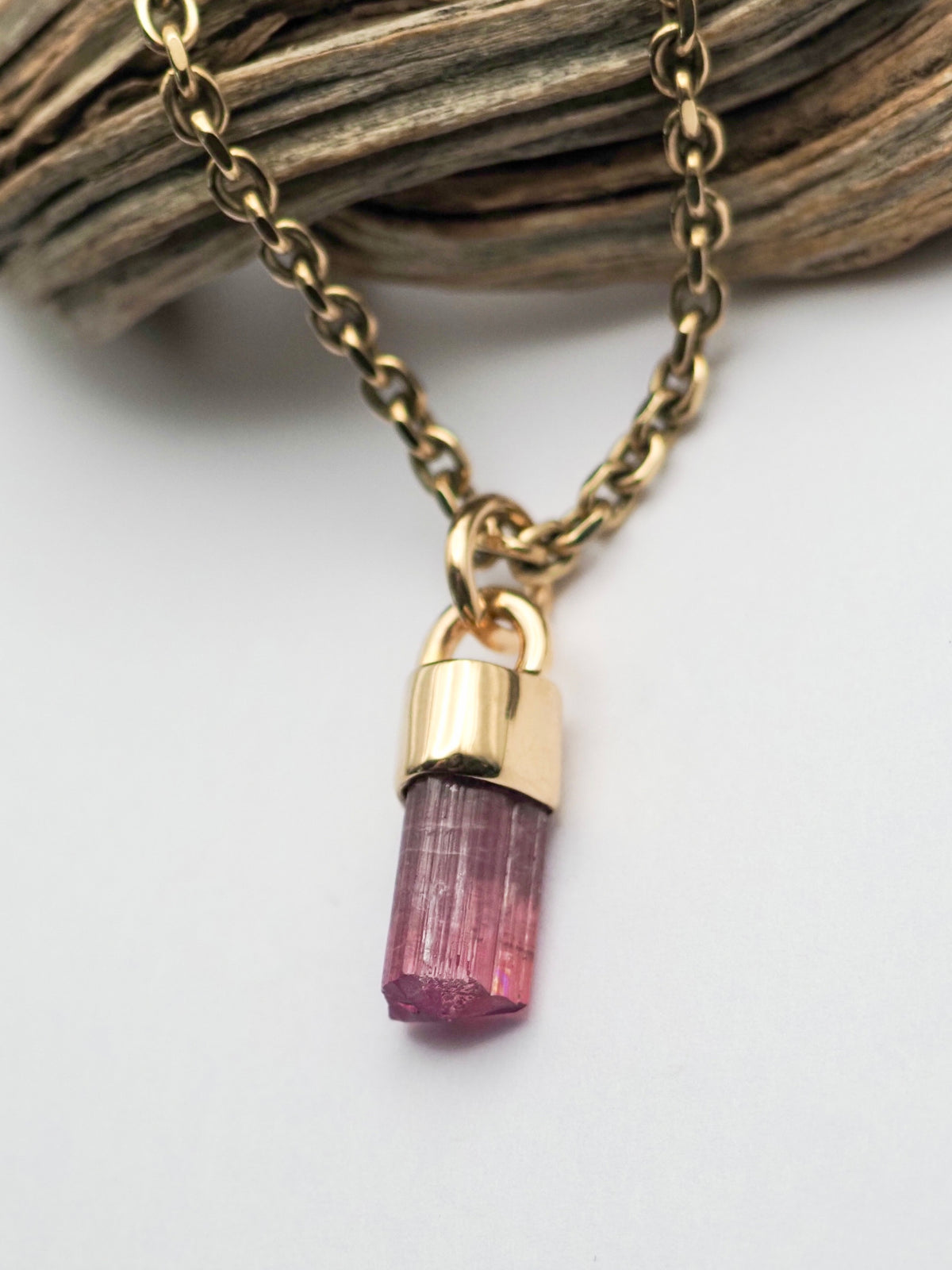 Pink Tourmaline 14k Gold Talisman