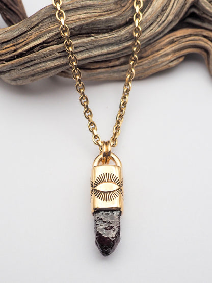 Red Zircon 14K Gold Eye Talisman