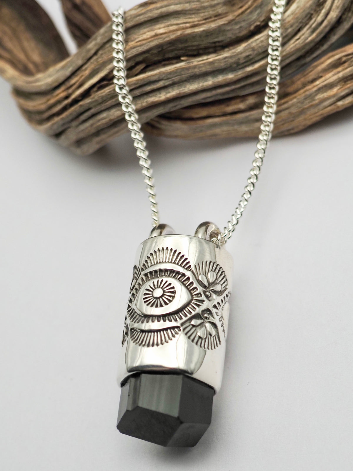 Black Tourmaline Eye/Prickly Pear Talisman Necklace