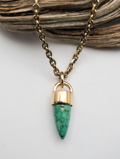 Carico Lake Turquoise Spike 14k Gold Talisman Pendant