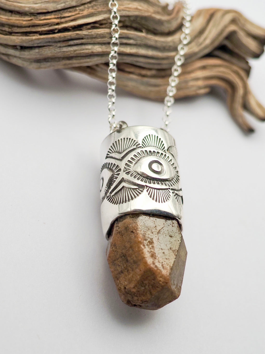Mali Yellow Garnet Eye/Fan Talisman Necklace