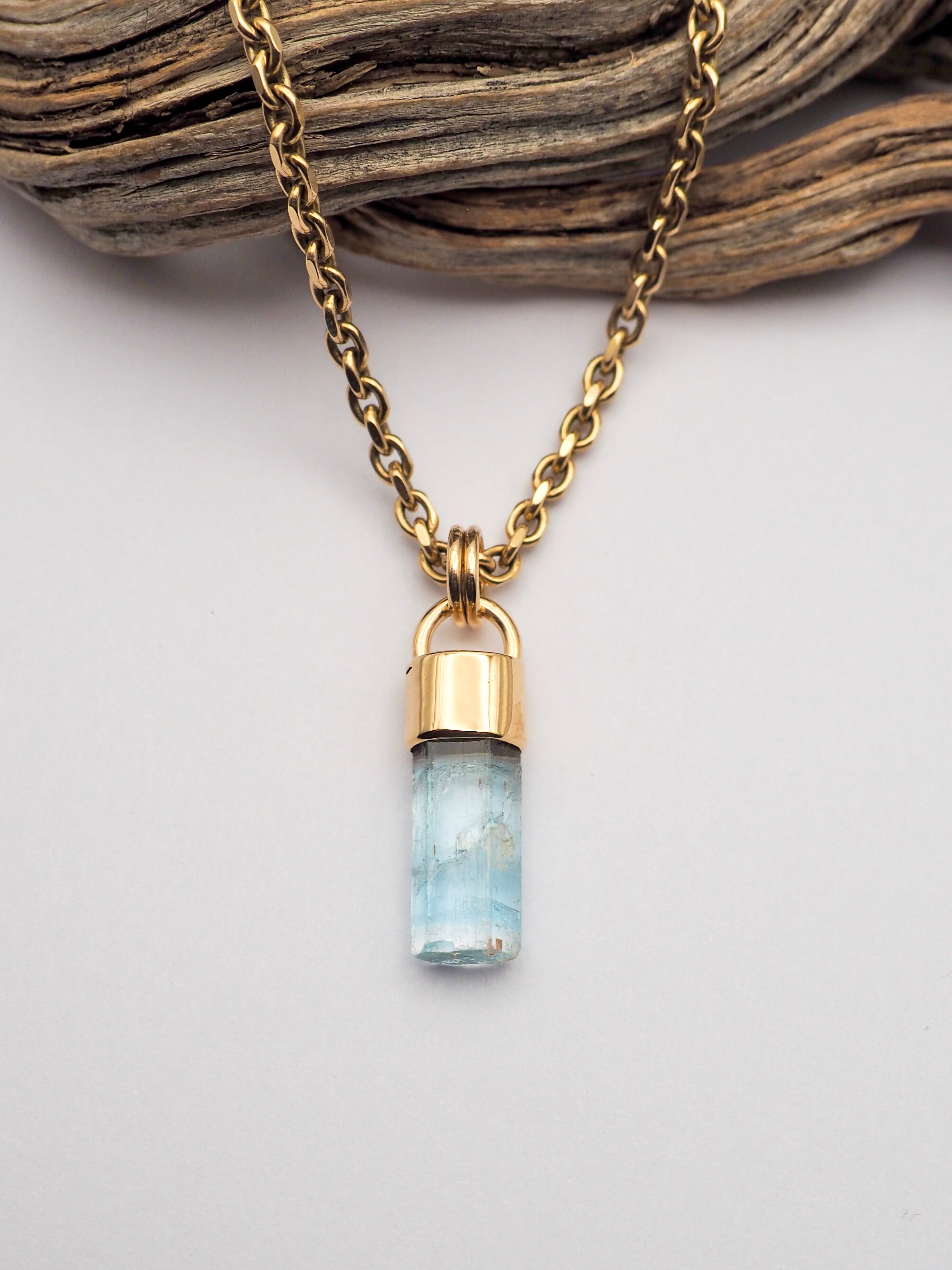 Aquamarine 14k Gold Mini Talisman