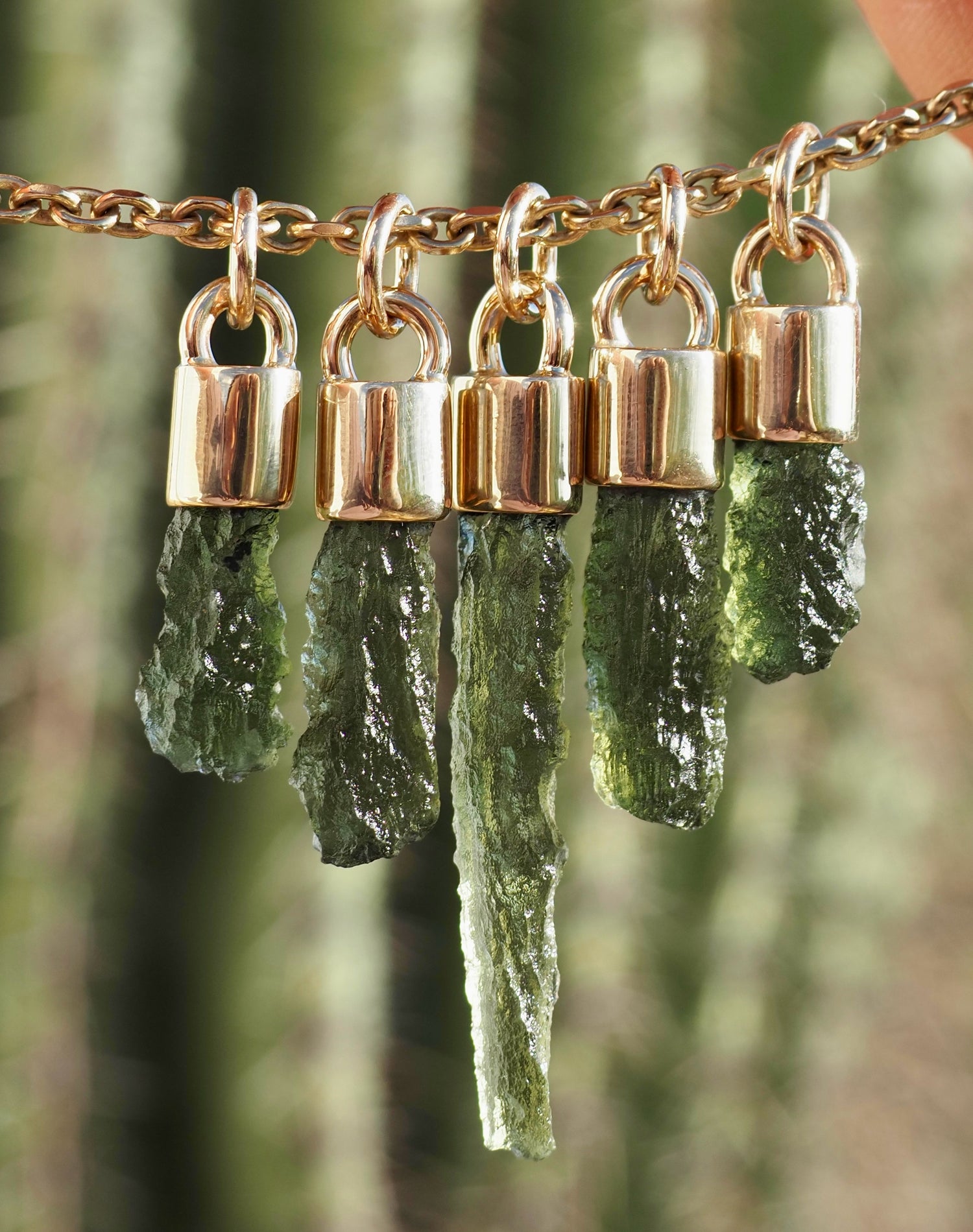 Moldavite 14k Gold Pendants
