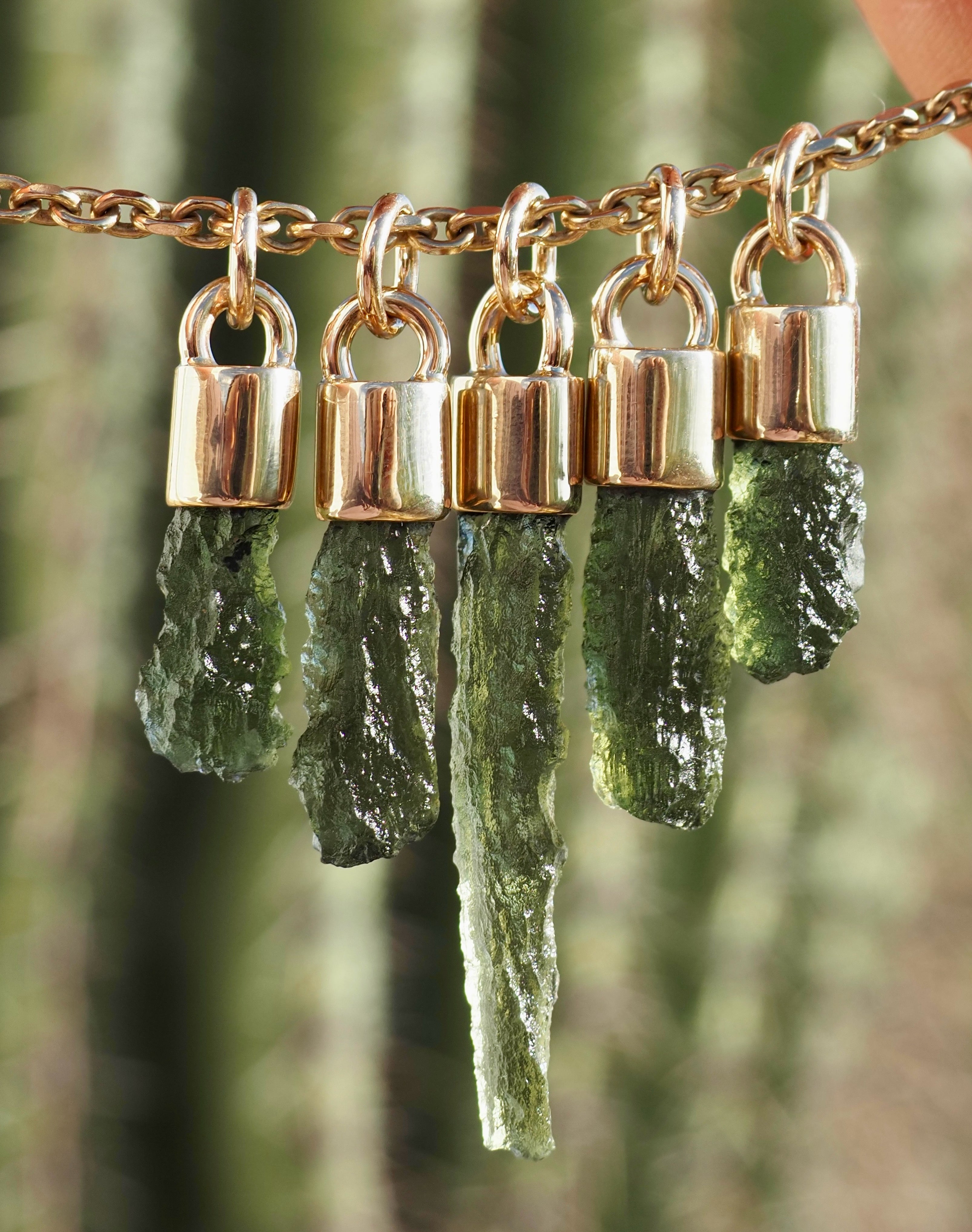 Moldavite 14k Gold Pendants