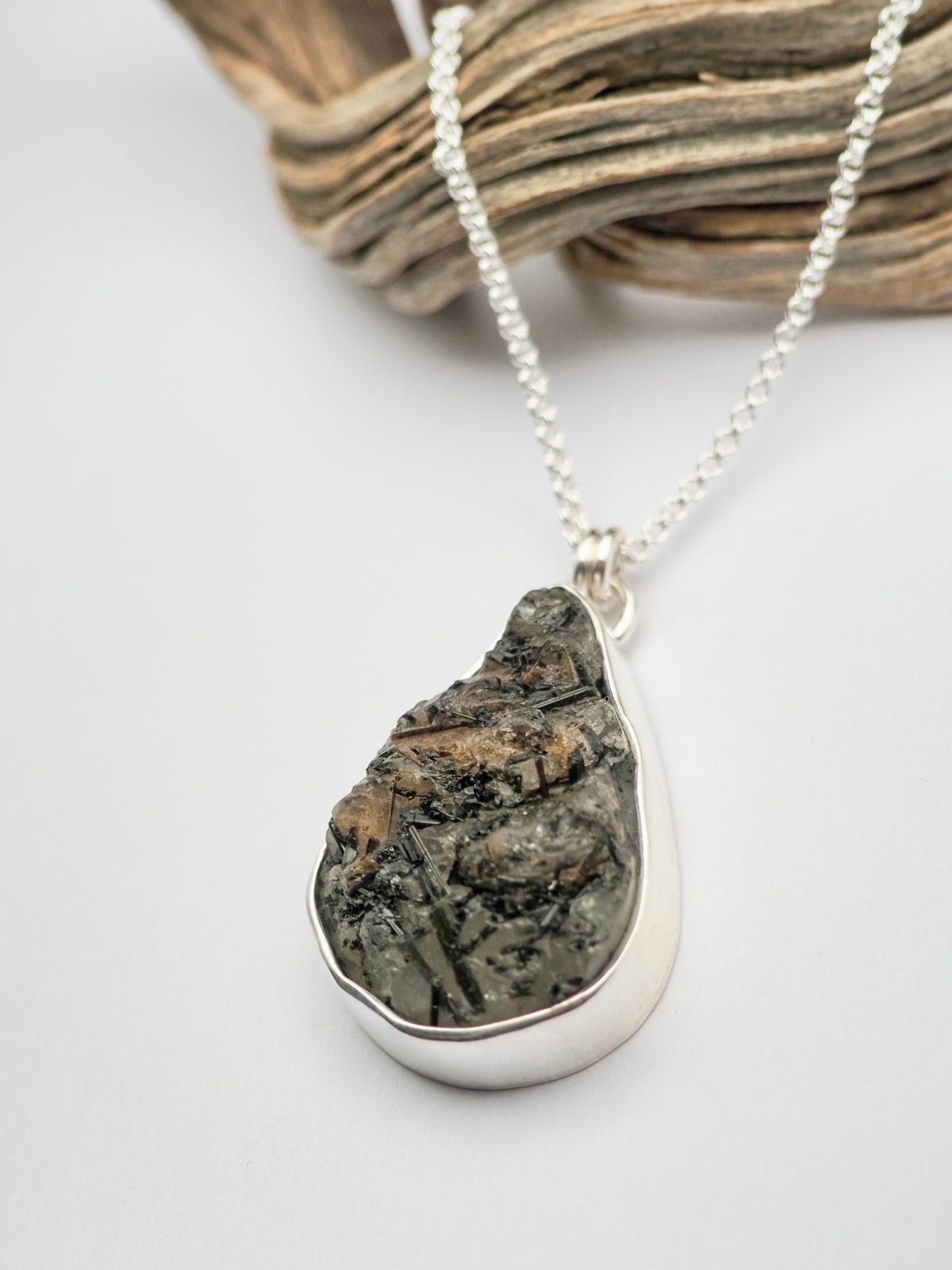 Black Tourmaline on Quartz Talisman Necklace