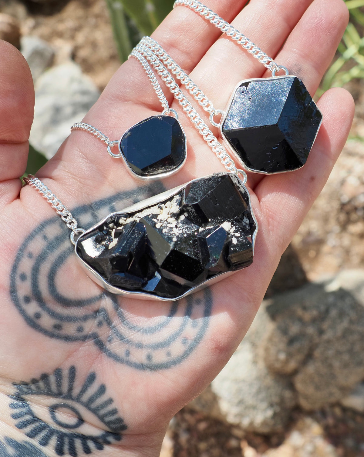 Black Tourmaline Cluster Talisman Necklace