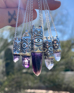 Brandberg Namibian Amethyst Big Eye/Fan Talisman Necklace