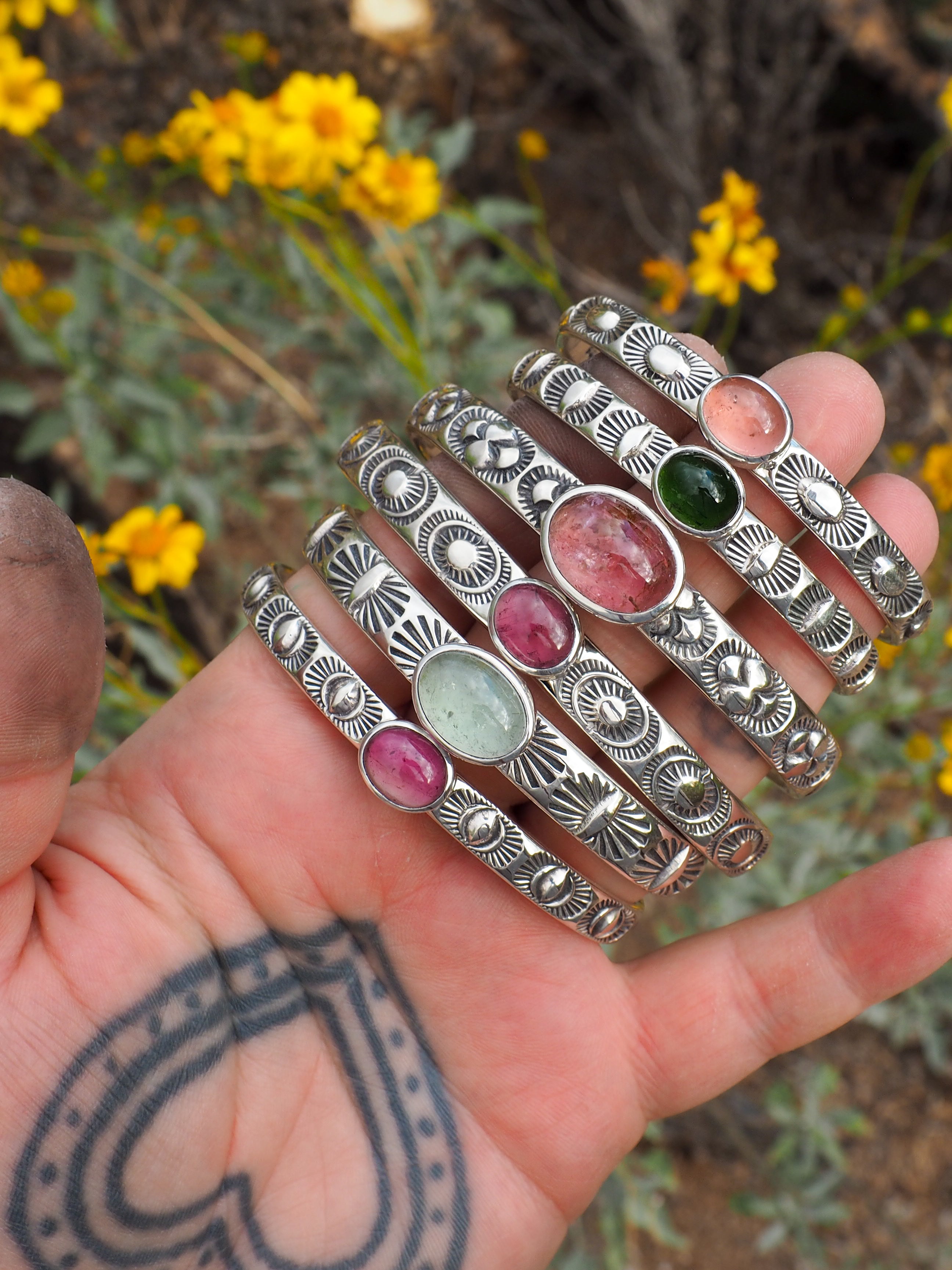 Pink Tourmaline Oasis Heavyweight Stacker Cuff M/L