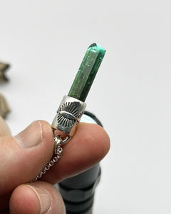 Dark Blue/Green Tourmaline Eye Talisman Necklace