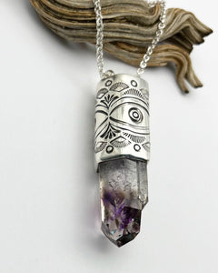 Brandberg Namibian Amethyst Big Eye/Fan Talisman Necklace