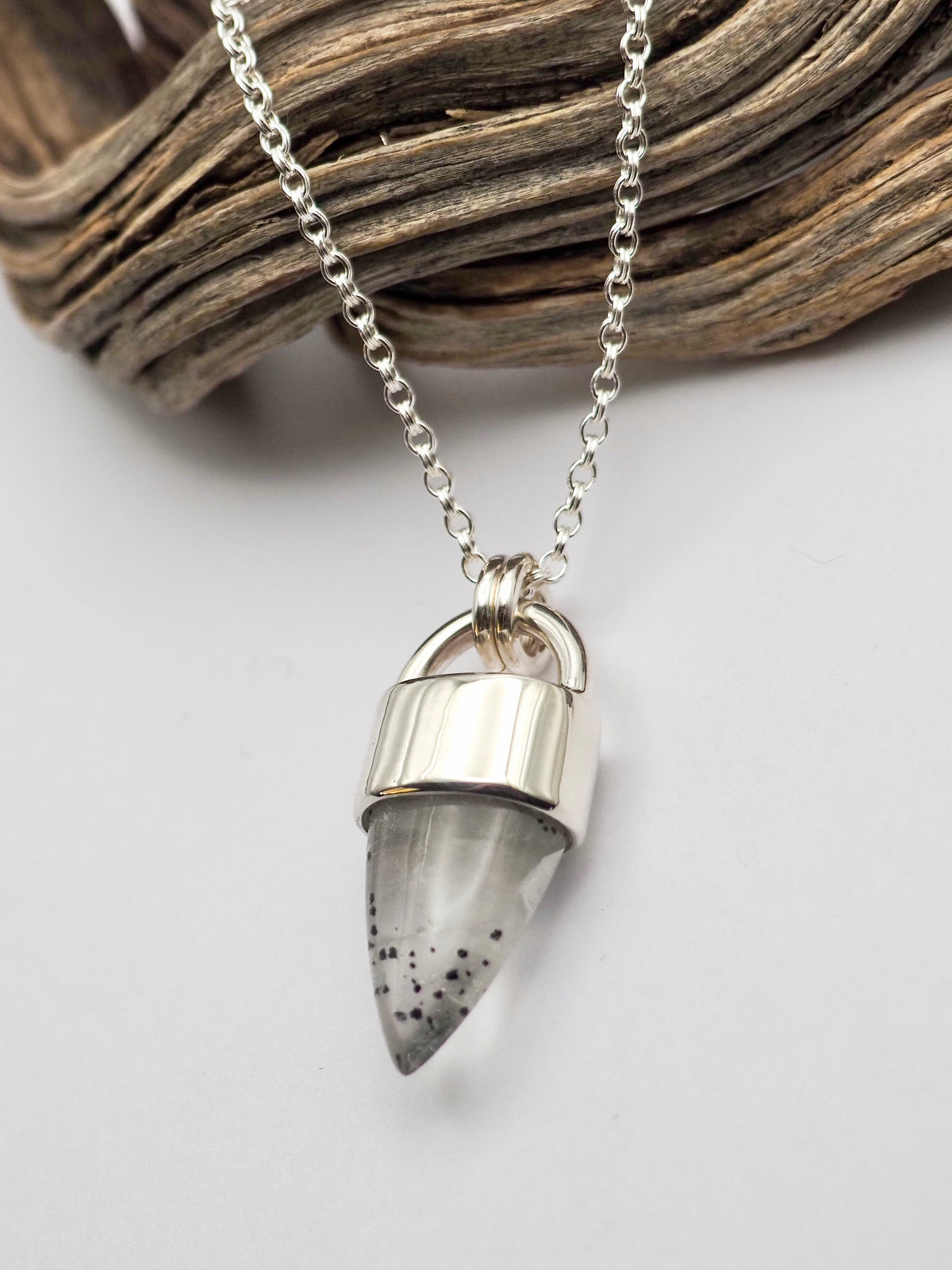 Hematite Quartz Spike Talisman Necklace