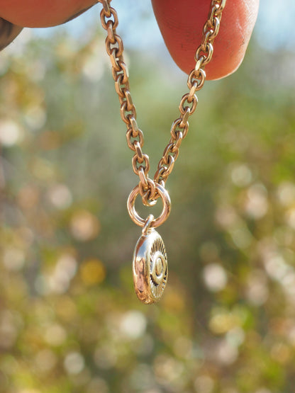 Hand Stamped Eye 14k Gold Pendant
