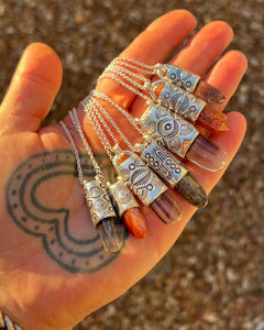 Scapolite Fan/Dot Talisman Necklace