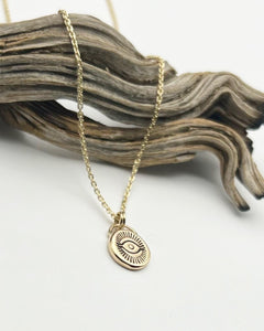 14k Gold Lucky Eye Pendant Necklace (F)