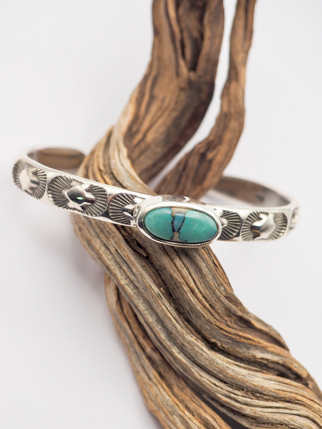 Desert Bloom Variscite Blossoms Sterling Silver Cuff XS