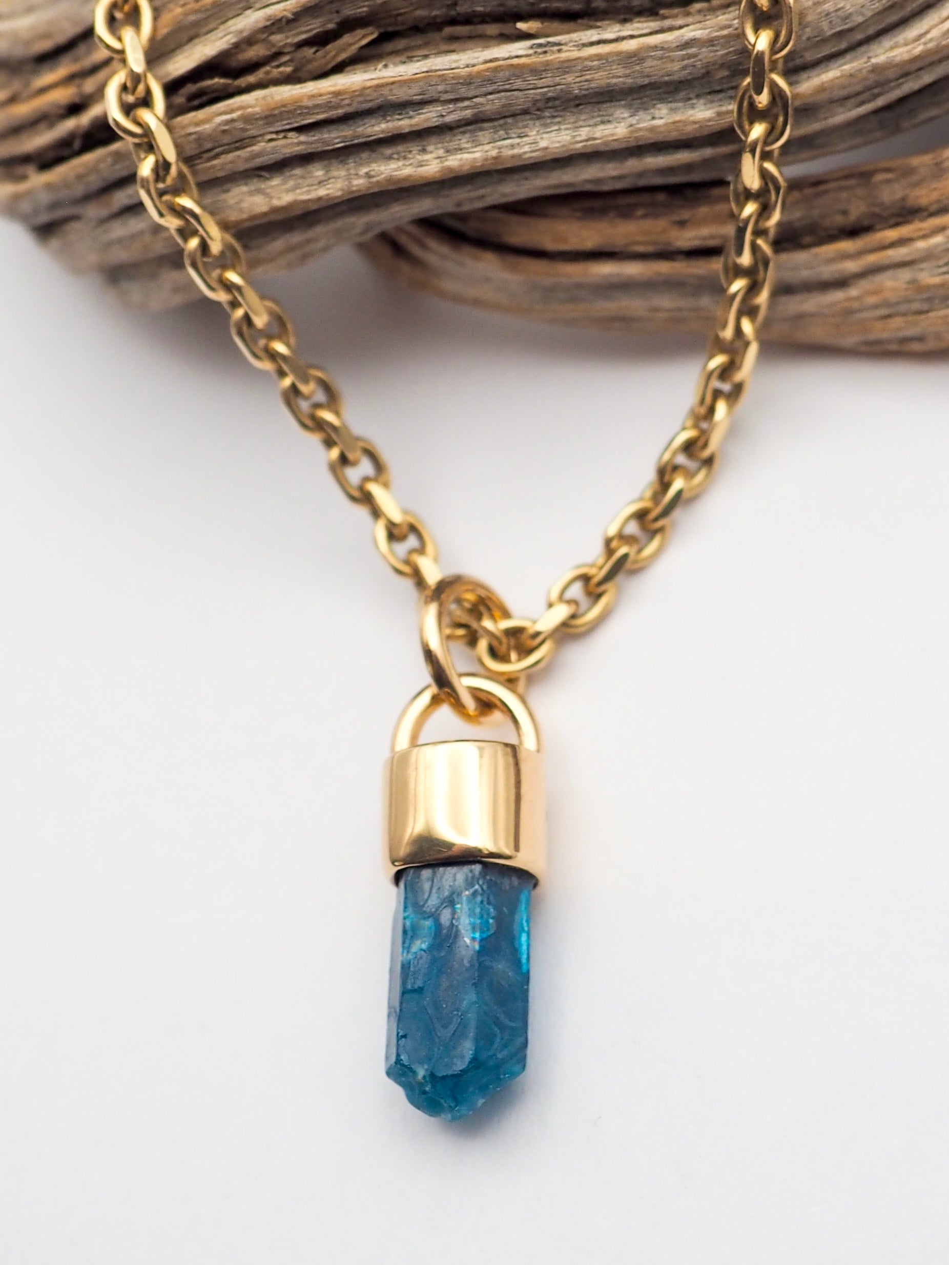 Blue Apaite 14k Gold Pendant