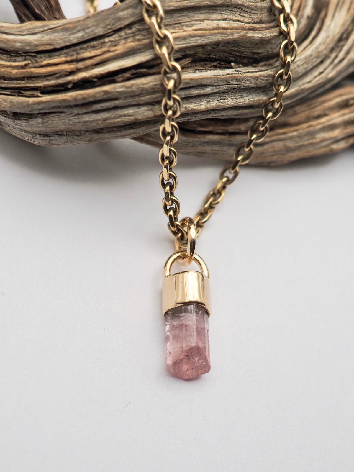 Pink Tourmaline 14k Gold Talisman Pendant