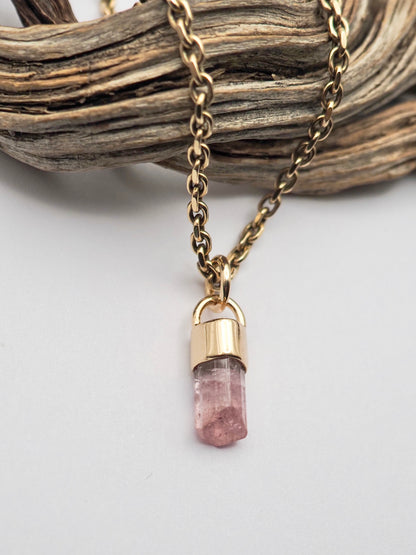 Pink Tourmaline 14k Gold Talisman Pendant