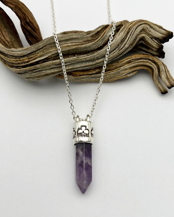 Polished Brazilian Amethyst Raincloud Talisman Necklace