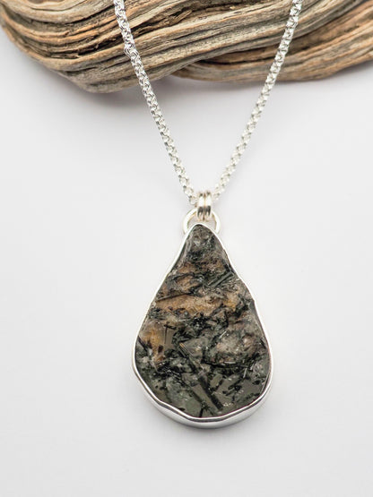 Black Tourmaline on Quartz Talisman Necklace