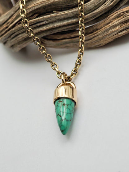 Carico Lake Turquoise Spike 14k Gold Talisman Pendant