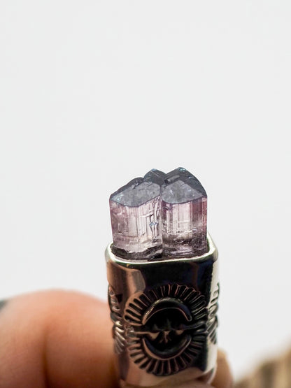 Blue Tipped Pink Tourmaline Portal Talisman Necklace