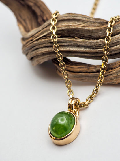 Hydrogrossular Green Garnet 14k Gold Pendant