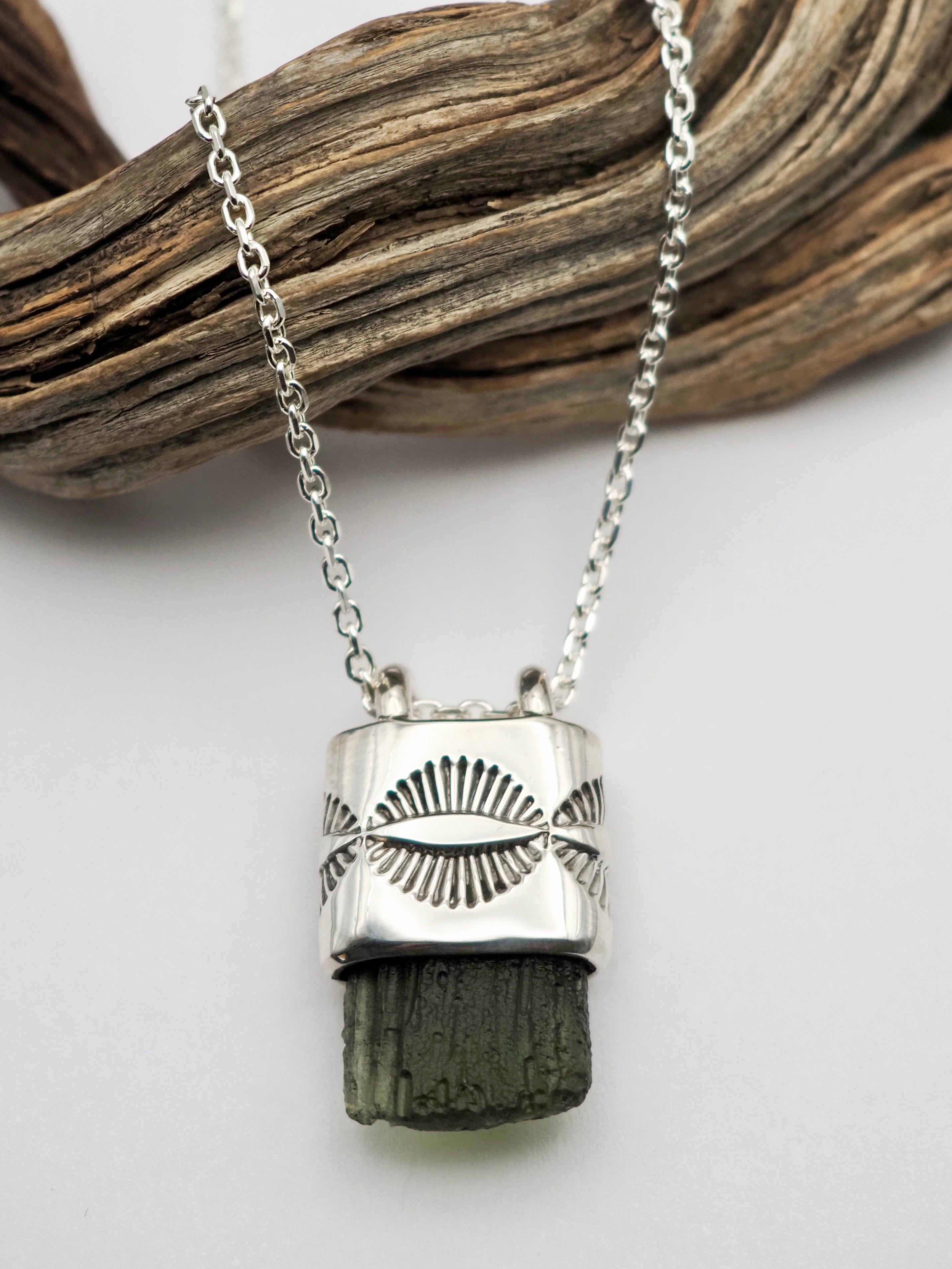 Moldavite Eye Talisman Necklace