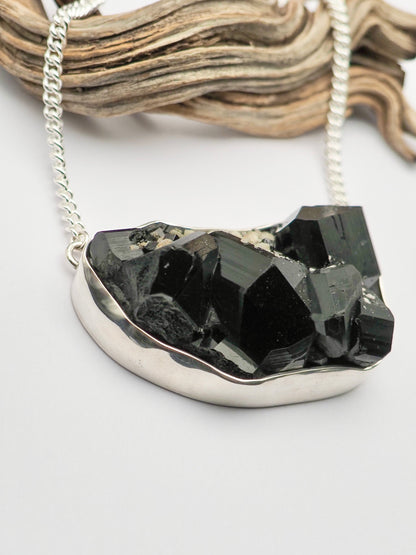 Black Tourmaline Cluster Talisman Necklace