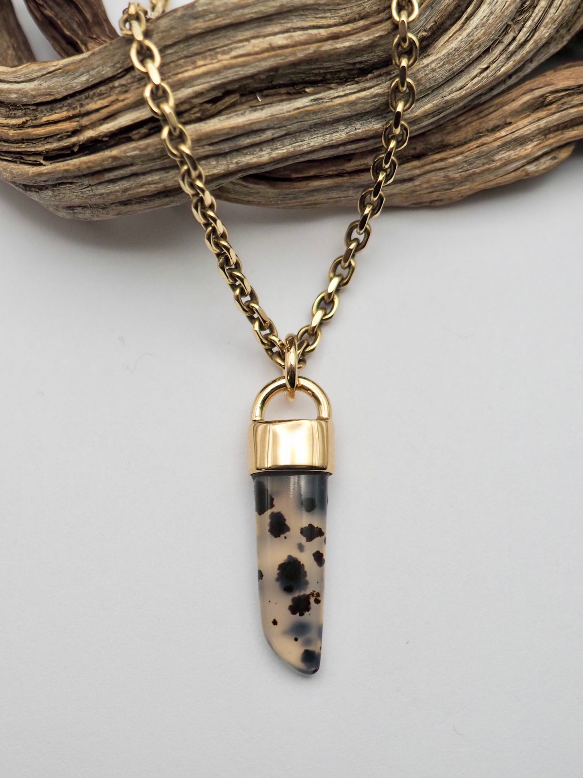 Montana Agate Spike 14k Gold Talisman Pendant