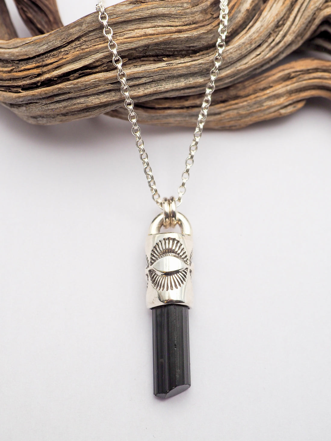 Black Tourmaline Eye Talisman Necklace