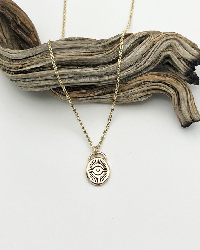 14k Gold Lucky Eye Pendant Necklace (F)