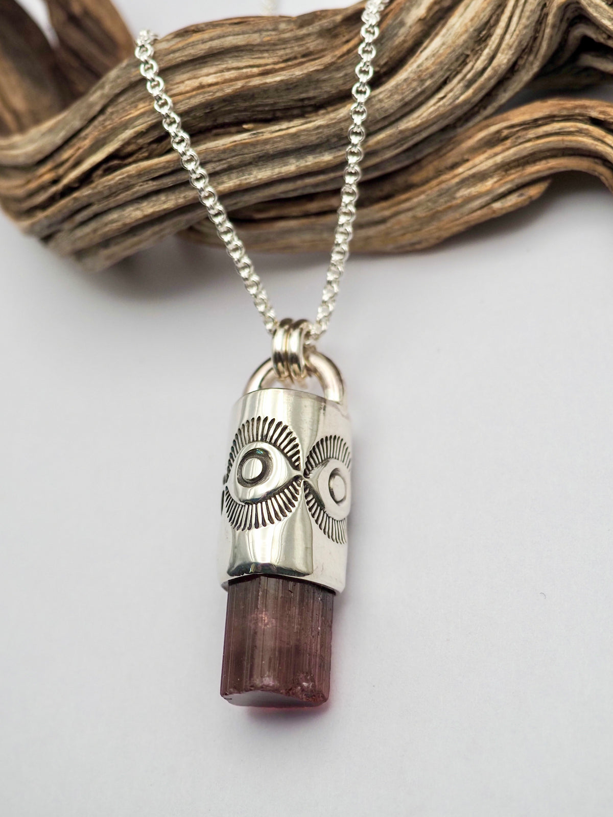 Rubellite Tourmaline Eye Talisman Necklace