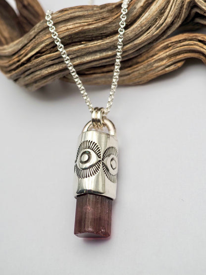 Rubellite Tourmaline Eye Talisman Necklace