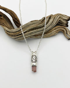 Pink Tourmaline Tumbleweed Talisman Necklace