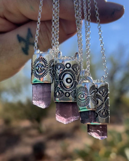 Purple Scapolite Tumbleweed/Prickly Pear Talisman Necklace