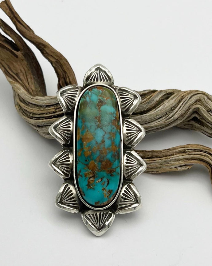 Montezuma Royston Turquoise Arroyo Hand Stamped Border