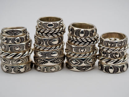 Sterling Silver Half Round and Twist Stacker Rings