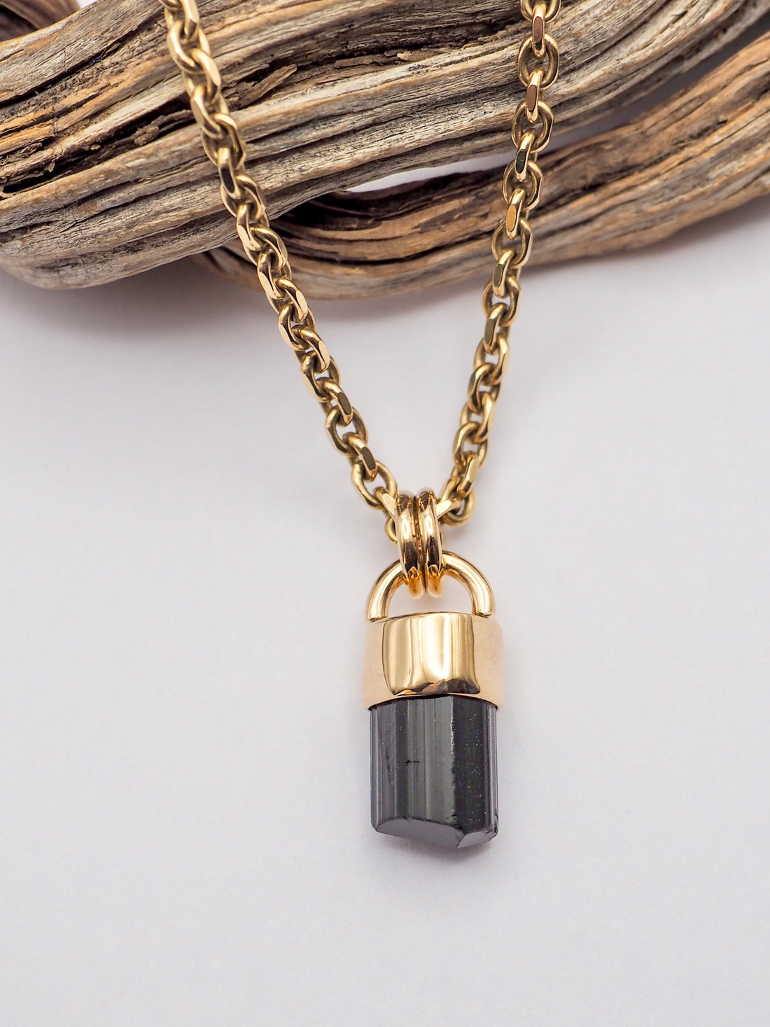 Black Tourmaline 14k Gold Talisman D