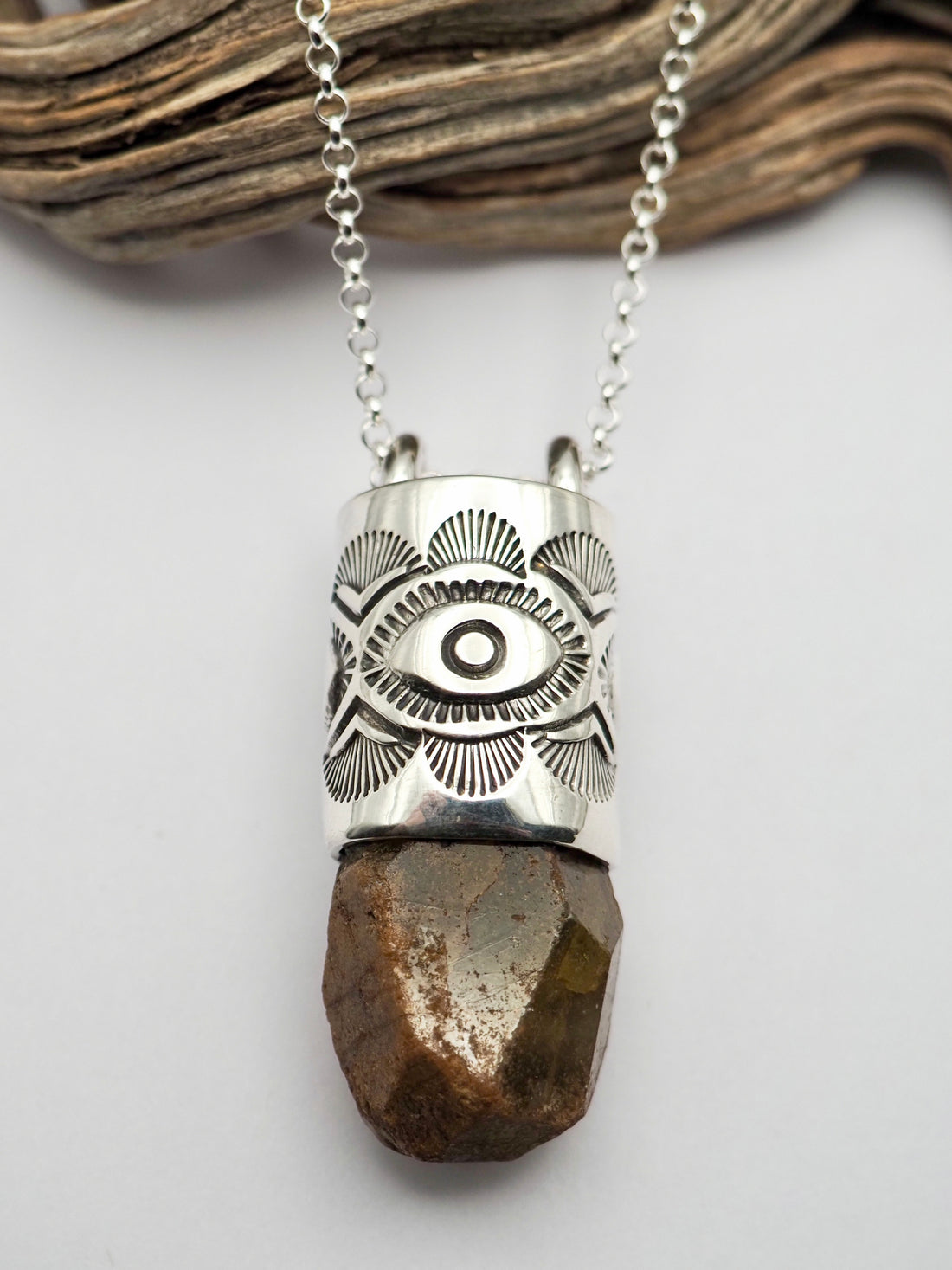 Mali Yellow Garnet Eye/Fan Talisman Necklace