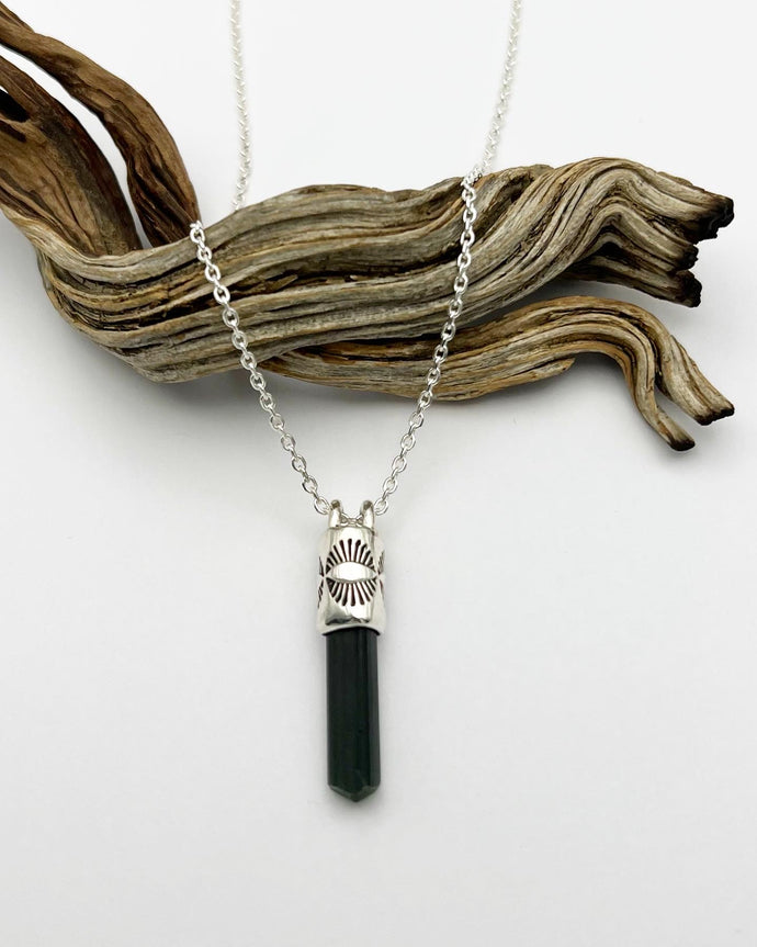 Green Tourmaline Eye Talisman Necklace