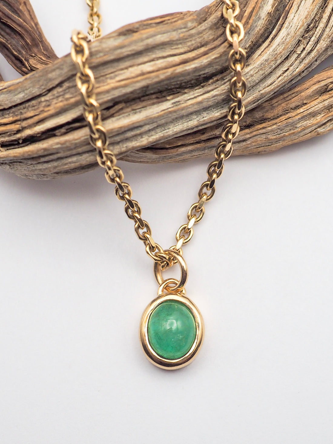 Emerald 14K Gold Bezel Set Pendant