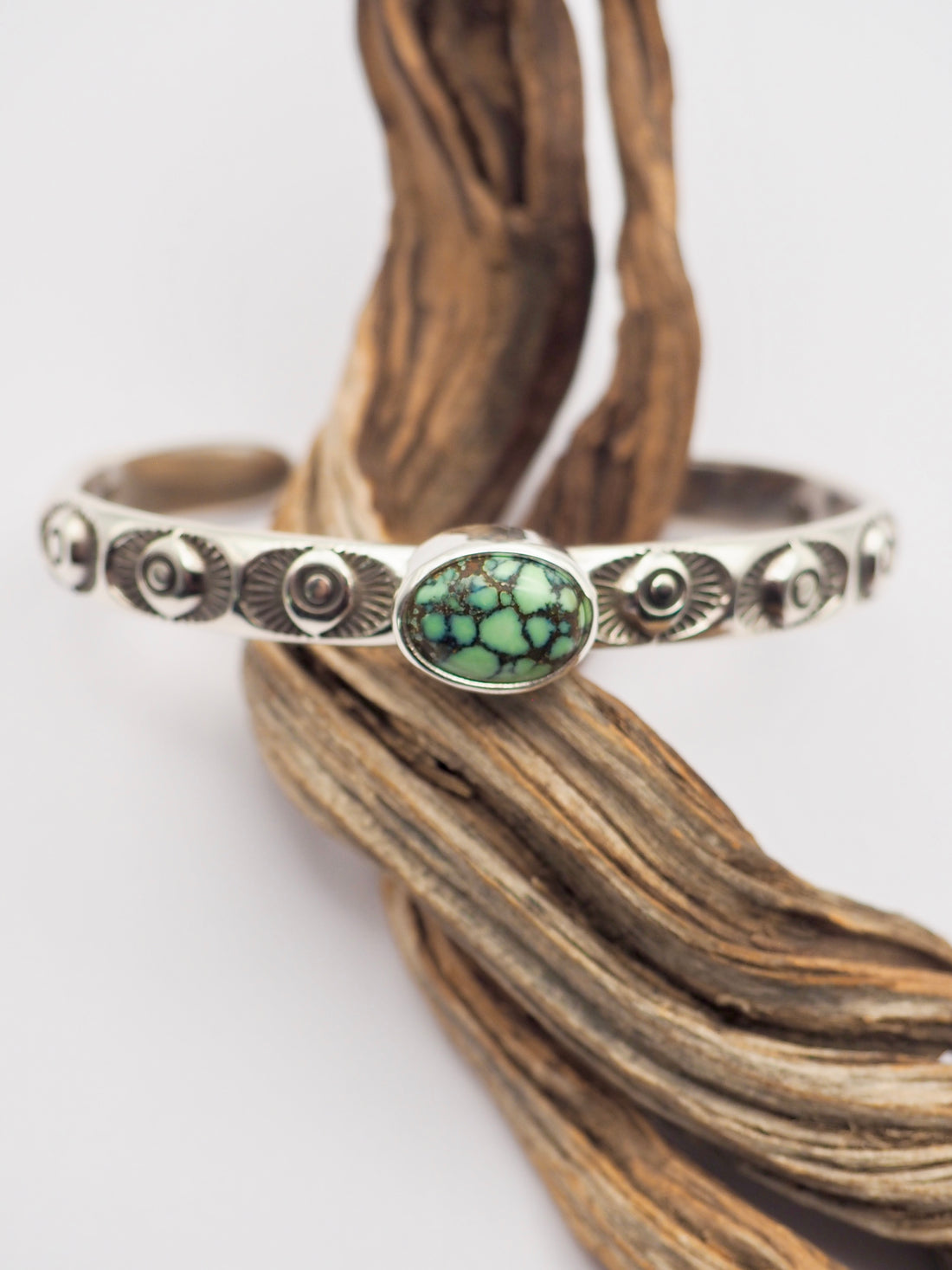 New Lander Variscite Eyes Sterling Silver Cuff XS