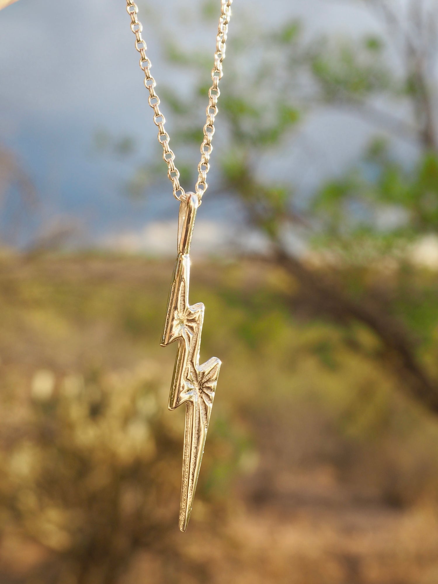 Sterling Silver Lightning Bolt Necklace