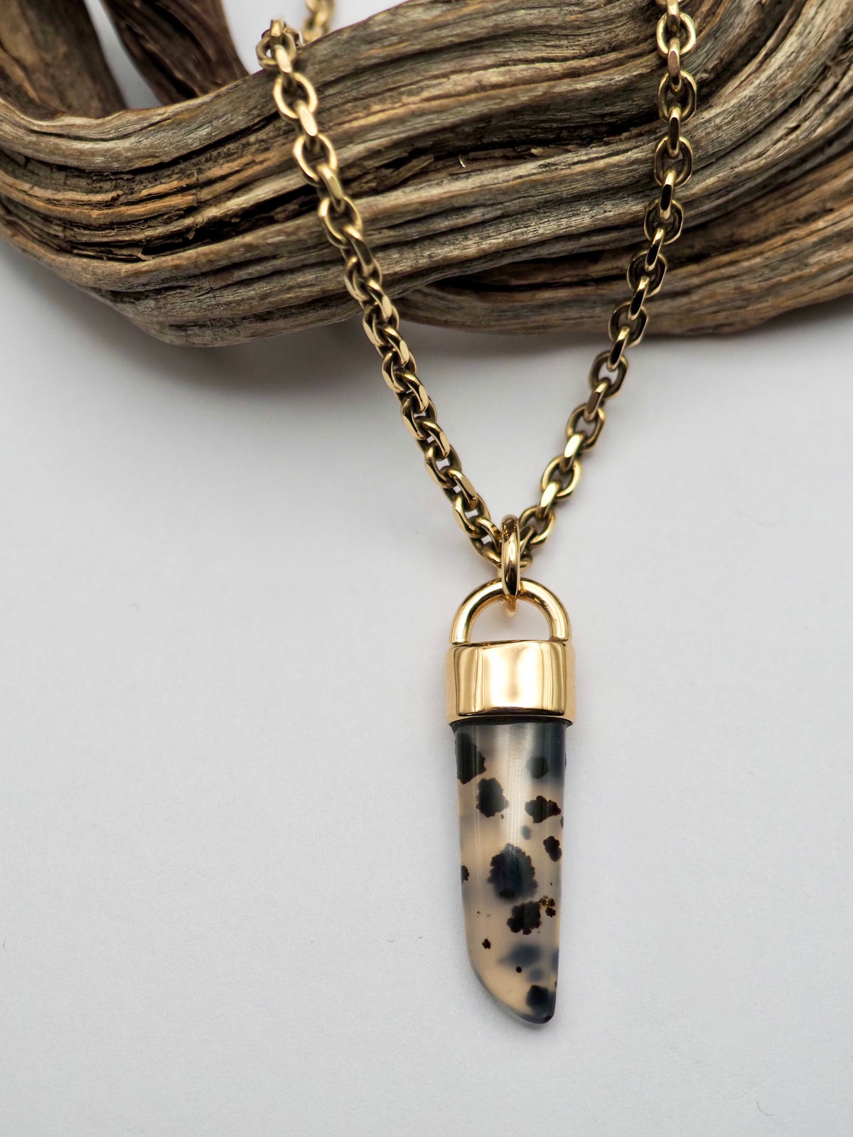 Montana Agate Spike 14k Gold Talisman Pendant