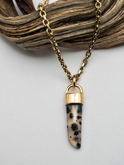 Montana Agate Spike 14k Gold Talisman Pendant